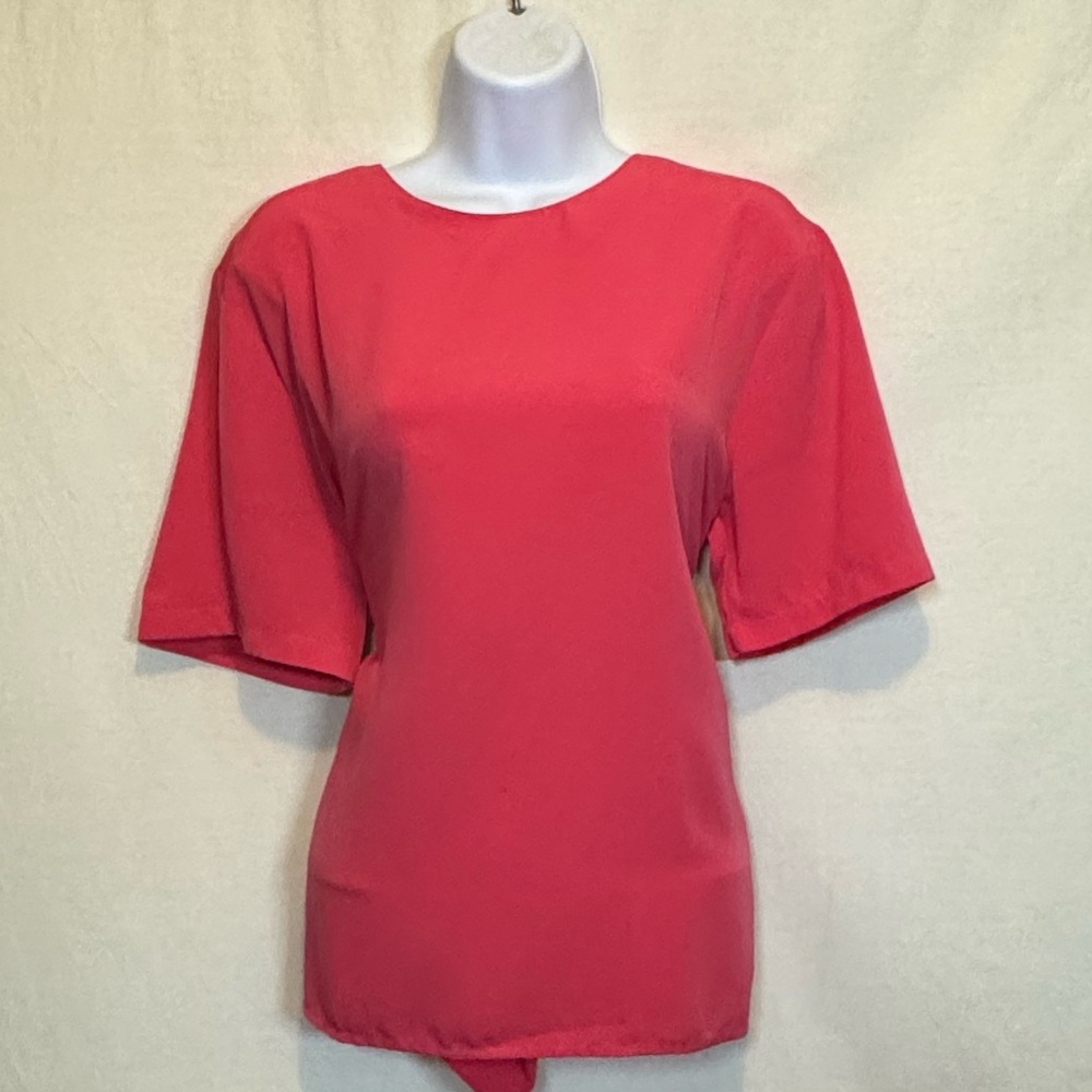 G-62 Impressions Vintage Pink Short‎ Sleeve Pullover Blouse Size XL